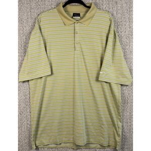 Nike Golf Polo Mens XL Green Striped Short Sleeve NikeFitDRY Performance M2
